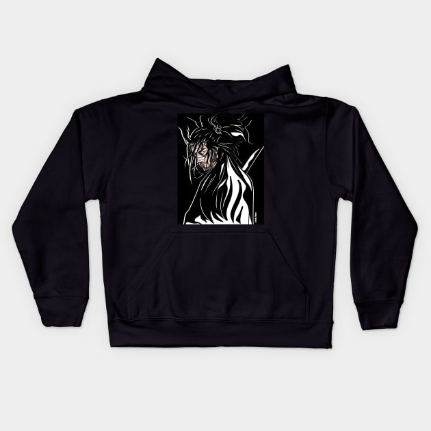 musashi miyamoto the legendary and the blade Kids Hoodie by jorge_lebeau